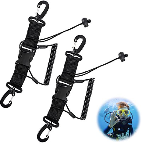 2 Stück Tauchen Zubehör, Tauchen Spiralkabel, Tauchen Ausrüstung Lanyard, Werkzeuge Tauchhaken, Schnorcheln Anti Leine Gurtband, Mit Clips Schnellverschluss