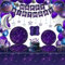 173 PCS Space Galaxy Party Decoration Star Party Supplies Purple Outer Space Theme Supplies Galaxy Tableware Set Paper Plates Napkins Happy Birthday Banner Favors for 20 Guests