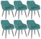WOLTU 6er Set Esszimmerstühle mit Armlehne Rückenlehne, für Esszimmer Wohnzimmer Küche, Bequeme Küchenstühle gepolstert mit Samtbezug, Metallbeinen, Türkis