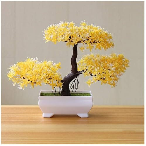 ACiyD Künstliche Bonsai-Zeder, Simulation dekorative künstliche Blumen, gefälschte grüne Topfpflanzen, Ornamente, Heimdeko, einladende Kiefer, emulieren Bonsai, lila (Yeollow A)