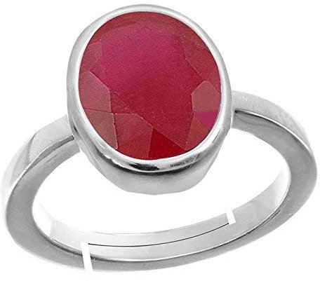 RRVGEM Bague réglable plaquée argent pour homme et femme par Labo 7,25 Ratti 6,40 carats certifié non chauffé rubis naturel non traité, Plaqué argent, Rubis