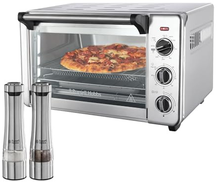 Bundle Set: Russell Hobbs Backofen Airfryer [5-in-1: Heißluftfritteuse, Minibackofen, Grill, Toaster, Warmhaltefunktion] Express 26680-56 + Salz und Pfeffer Mühle elekr. [2er Set] Edelstahl 23460-56