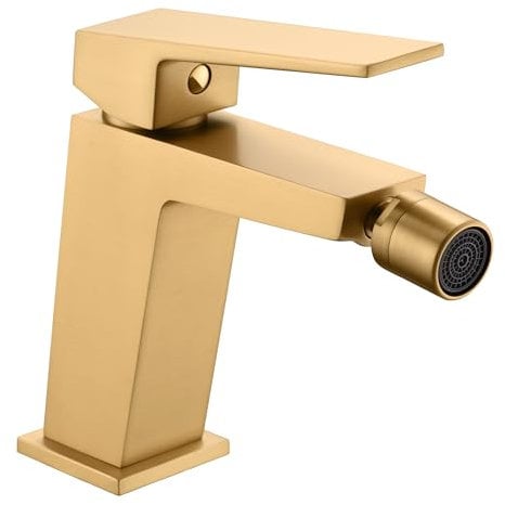 IMEX - Grifo monomando de bidet- mezclador de baño WC - Griferia de baño bidet para agua Fria/Caliente- serie ART (Oro Cepillado) BDAR025-2OC