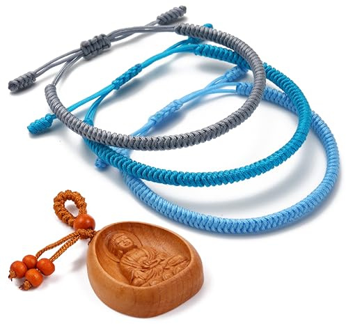 LUCKY BUDDHIST - 3 tibetische Glücksarmbänder + buddhistisches Geschenk! - Handgemacht. Anpassbar an Ihr Handgelenk. Für Männer und Frauen. Freundschaftsarmbänder aus geflochtenem Stoff