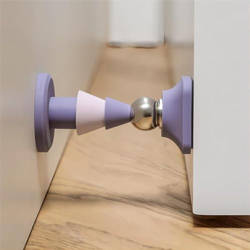 SZFUDIGO türstopper boden ,Neuer Anti-Kollision Silikon Türstopper ohne Stanzen, fest für Badezimmertür, starke magnetische stille Tür des Haushalts, Bodensaugung (Lavendel Lila)