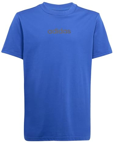 adidas Unisex Kinder Essentials Linear Logo Shirt, Blue/Black, 15-16 Years