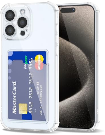 Svanove for iPhone 15 Pro Max Case Wallet Clear, Card Holder Case with Credit Card Slot, Thin Slim Transparent Silicone Grip Soft Rubber Protective Shockproof Airbag Bumper for Women, Clear