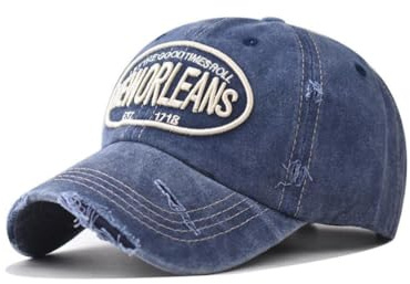 New Orleans Baseballkappe aus Baumwolle, für Damen und Herren, Vintage-Stil, Sport, Outdoor, lässig, täglicher Sonnenhut, Blau, M