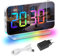 Exmate Sveglia per Proiezione, Sveglia Digitale LED con proiettore girevole a 180°,luce notturna RGB, 2 porta USB C, 6 Luminosità Regolabile Snooze 12/24H Sveglia per Casa (Bianco con Adattatore)