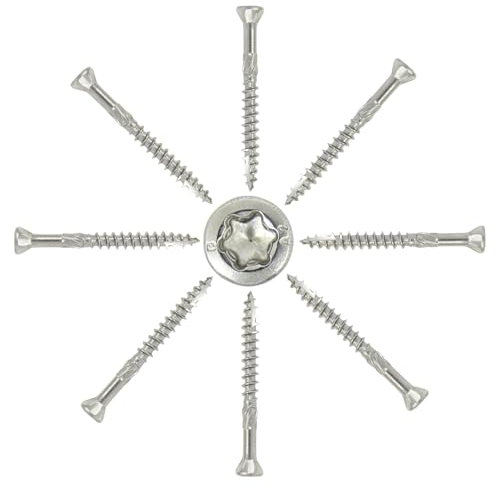500 Stück Terrassenschrauben mit Schneidkerbe und Schälrippen 5,0 x 80 mm V2A mit ETA Zulassung - Dielenschrauben Holzschrauben Fräsrippen Cut-Spitze gleitbeschichtet Rostfrei TORX I DIOS24®