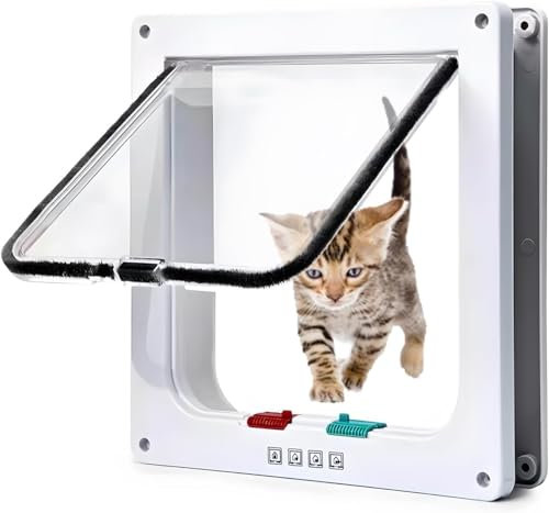 Sonhomay 2 Pack Cat Flap Weatherproof Safety Pet Door with 4 Way Lock Cat Flap Door for Interior Exterior Door Window Wall