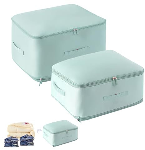 Bettinay 2PCS Ultra Space Saving Self Compression Organizer, Packing Cubes for Bedding, Heavy Duty Storage Bags with Zipper