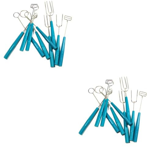 MAGICLULU 2 Ensembles 10 Pièces gadget de cuisson brochette de barbecue fourchettes de barbecue bonbons au chocolat décor fourchette à chocolat en acier inoxydable fourchette à tremper Blue