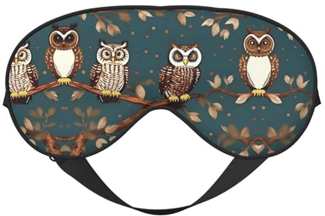 Schlafmaske mit Eulen-Motiv auf Baumzweigen, Augenbinde, weicher Augenschutz für Damen und Herren, für Reisen, Nickerchen, Meditation