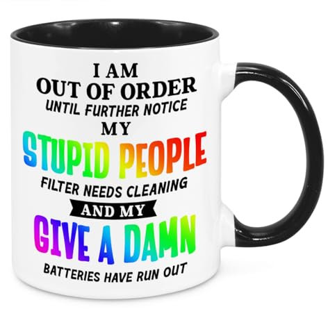 I'm Out Of Order Mug - Birthday Christmas Funny Present Novelty Gift for Mum Dad Friend Sister Brother Grandparents Gift for Him Her Secret Santa Funny Quotes Coffee Mug (Rainbow)