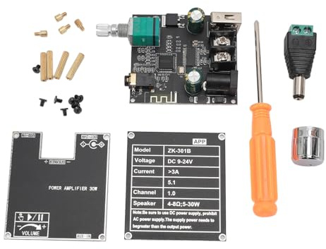 HWGING ZK-301B Mono Bluetooth 5.1 Amplifier Board 30W Power Amplifier Module TPA3110D2 Chip DC 9-24V 3A True Wireless Stereo Function Support APP