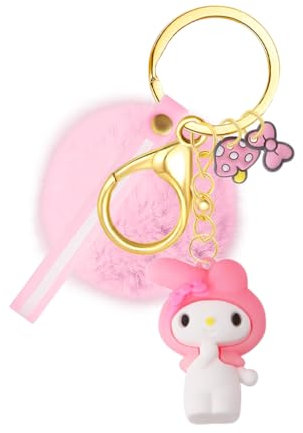 Hanaoops Schlüsselanhänger Cartoon Anime Schlüsselbund Süße Schlüsselring mit Karabiner Plüsch Anhänger Keychain Rucksackdekorationen Geburtstag Weihnachten Geschenk für Lieblingsmensch