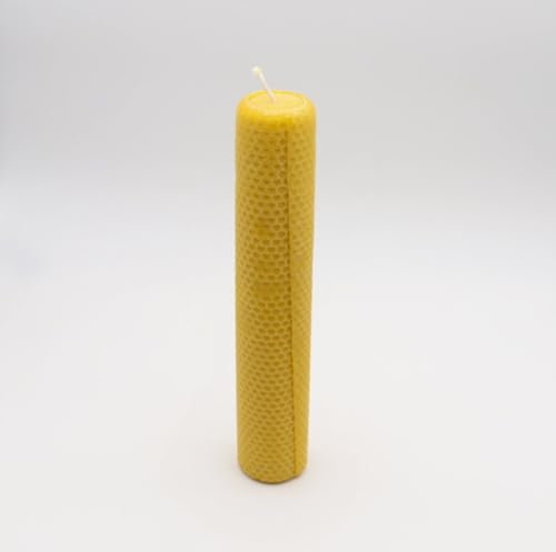 BIENE24.DE Gedrehte Bienenwachskerze 200 gr für Zuhause, für den Adventskranz, Weihnachtskranz, gerollte Kerze, Wabenkerze