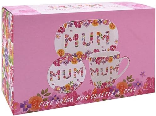 The Leonardo Collection Jennifer Rose Gallery Mum Mug Coaster & Tray | Elegant Tea Coaster & Serving Tray | Decorative Home Accessories for Coffee & Drinks | Lovely Gift for Mum & Stylish Tableware