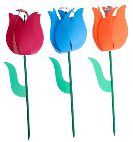 YARNOW 3stücke Windrad Tulpe Design Garten Windmühle Outdoor-Dekorationen Kunststoff-windräder Gartendekoration Dekorative Windmühle Für Verzierung