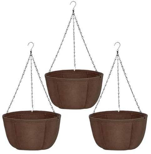 Maceta colgante para plantas al aire libre, 3 cestas colgantes mejoradas para decoración de balcón, porche, macetas colgantes de tela para plantas