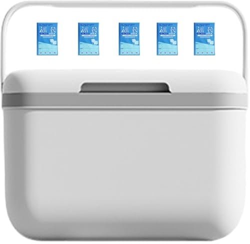 Camping Cooler, Hard Ice Retention Cooler Lunch Box, 5L Small Insulated for Outdoor Camping BBQ(White)