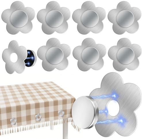 Muyohix Magnetici della Tovaglia, 8 Pezzi Pesi della Tovaglia in Acciaio Inox Extra Pesante, Pesi per Tovaglie per Giardino, Balcone, Terrazza, Matrimonio, Campeggio - Floreale