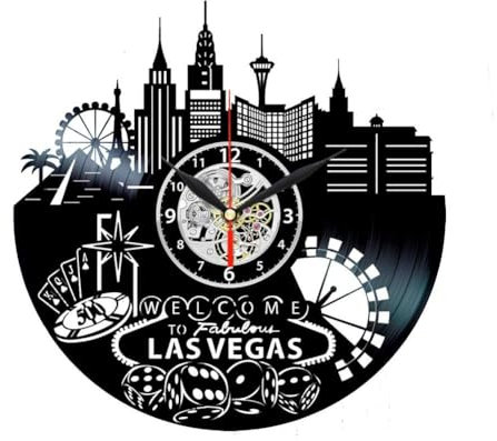 Las Vegas Clock Skyline Vinyl-Uhr Las Vegas Thema, Geschenke für Frauen, Heimdekoration