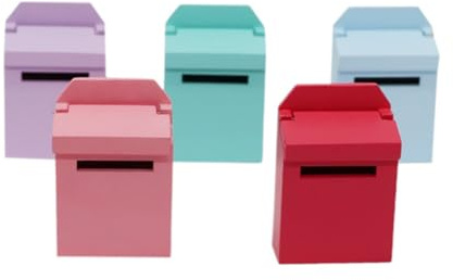 VICASKY Scale Miniature Wooden Mailbox with Opening Lid for Dollhouse Playhouse Decor Pink Mini Scene Prop Realistic Crafting Accessory for Mini House Display