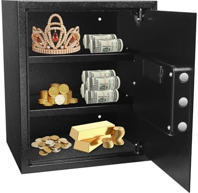 45 L Tresorschrank, Digitaler Sicherheitssafe mit Tastatur und Schlüssel, Haushalt Tresor Möbeltresor, Bargelddepot Safe, für Schmuck, Bargeld, Dokumente