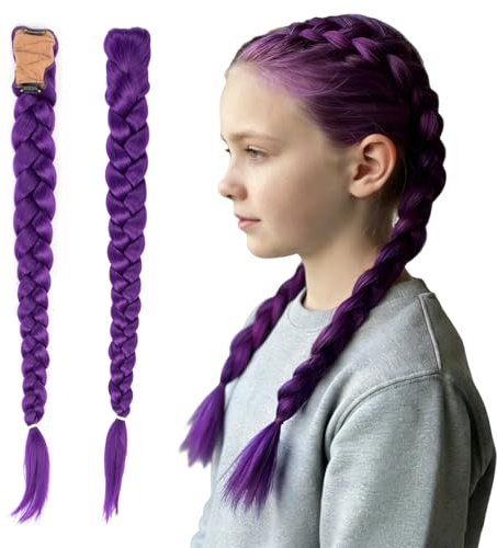 26 Pulgadas Lila Peluca Kpop con Clip Oculto, para de Navidad de Halloween