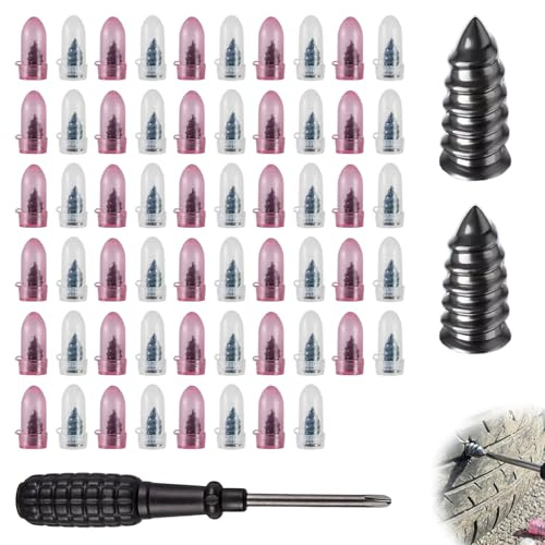 Jetstream 60 Pièces Clous en Caoutchouc, Clou de Réparation de Pneu sous Vide, avec Tournevis, pour la Réparation de Pneus sous Vide, Adapté Aux Voitures, Motos et Vélos (30S, 30L)