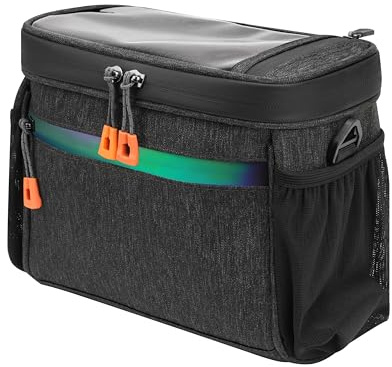 OlaVeg 4.2L Bike Handlebar Bag Waterproof Bike Front Bag Handlebar Bag For Bicycle with Touch Screen Phone Holder Reflective Strap Shoulder Strap Rain Cover for Scooter MTB Cycling