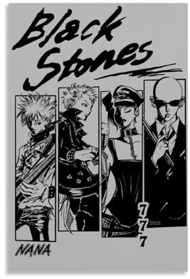 FUYARTWPS Nana Poster Japanese Anime Comics Black Stones Black And White Vintage Für Zimmer, Ästhetische Leinwand-Wandkunst, Schlafzimmer-Dekor Posters 12x18inch(30x45cm)