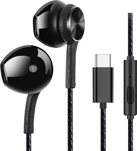 GUUVOR Auricolari Cablati USB Tipo C Confezione da 2, Cuffie In-Ear con Filo Controllo Multifunzione, Microfono Integrato, Bassi Potenti, per Smartphone USB C, Compatibile con Radio, Cellulare, Tablet