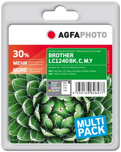 AgfaPhoto LC1240VALBPDR/LC1240BK/LC1240C/LC1240M/LC1240Y Ink Catridge for Brother MFC-J6510DW - Assorted Colours