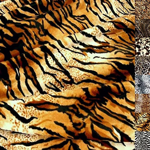 TOLKO 50cm Kunstfell Meterware | robustes Fellimitat für Kunstfelldecke Stuhlauflage Bezug Polsterstoff Kostüm Jacke Rock Fellstoff Kunstpelz Stoff zum Nähen Polstern Beziehen (Tiger)