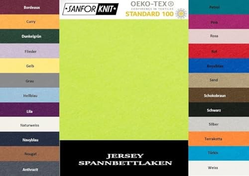 EXKLUSIV HEIMTEXTIL Drap housse en jersey 140-160 x 200 cm Vert pomme