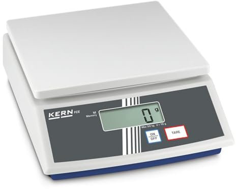 KERN Kunststoff Einsteiger-Tischwaage, Mobil, Handlich, Leicht, 15kg Wägebereich, 5g Ablesbarkeit, 252mm x 228mm Wägeplatte