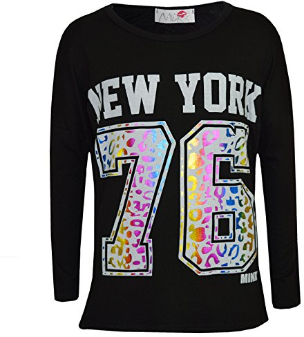 A2Z 4 Kids Girls T Shirt New York 76 Multi Color - New York 76 Top Black 7-8