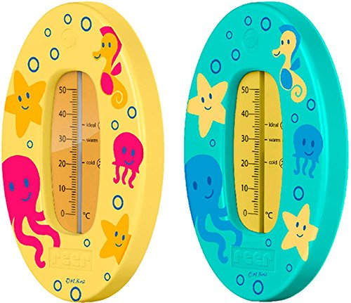 reer 24012 Bade-Thermometer für Baby und Kleinkind, Motiv Unterwasserwelt, grün