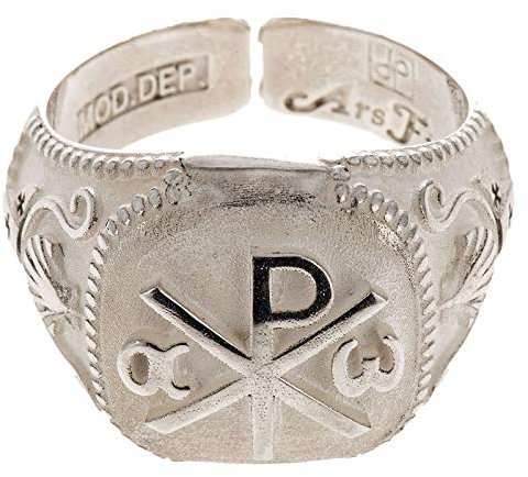 Holyart Bischofsring regulierbar XP Alpha und Omega aus 925er Silber, 21 mm (0.826 inc.) - DE 66