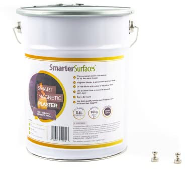 Smarter Surfaces Magnetic Plaster (6m²) High-Performance Magnet-Receptive Wall Plaster (10Kg) | Create a Strong Magnetic Surface for Offices, Classrooms & Homes | Easy Application & Durable Finish