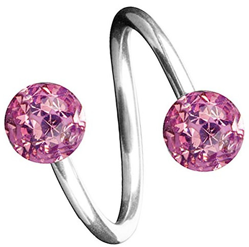 Piersando Piercing Lippen Lippe Lippenpiercing Ohr Tragus Ohrpiercing Spirale Twist Gebogen Doppel Epoxy Kugel mit Kristallen Silber Lila