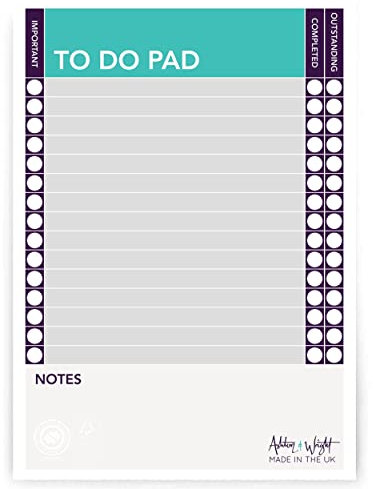 Monster Stationery – A5 To Do Block/Tagesplaner/Schreibtischunterlage – 60 Blatt – 80 g/m² – hergestellt in Großbritannien