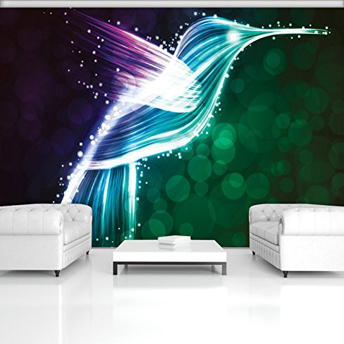 Forwall Fototapete Vlies - Tapete Moderne Wanddeko Leuchtender Kolibri VEL (152,5cm. x 104cm.) AMF769VEL Wandtapete Design Tapete Wohnzimmer Schlafzimmer