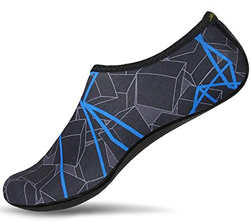 JACKSHIBO Schwimmschuhe Damen Barfussschuhe Barfußschuhe Herren Badeschuhe Wasserschuhe Strandschuhe Surfschuhe Aquaschuhe. 06 Blau 43/44 EU XXL
