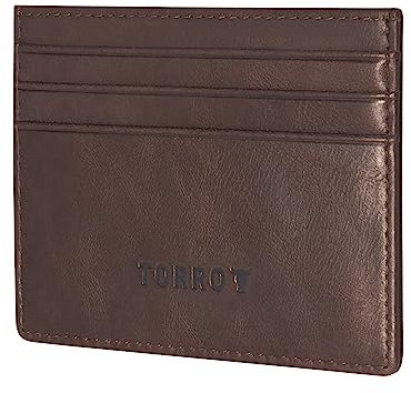 TORRO Porte-Cartes - Porte-Cartes de Crédit en Cuir Véritable, Portefeuille Fin, Compatible avec Les Transactions sans Contact (Marron Foncé)