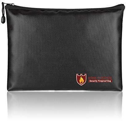 TsunNee Feuerfest Dokumententasche, Wasserdicht Dokumententasche, Lipo Sicher Tasche, Feuer Sicherheit Tasche (Schwarz, 20x29cm)
