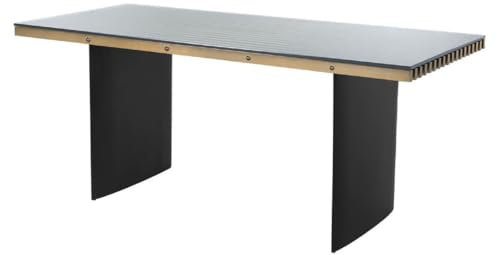 Casa Padrino Luxus Schreibtisch mit Glasplatte Messing/Schwarz 180 x 78,5 x H. 76 cm - Luxus Qualität - Büromöbel
